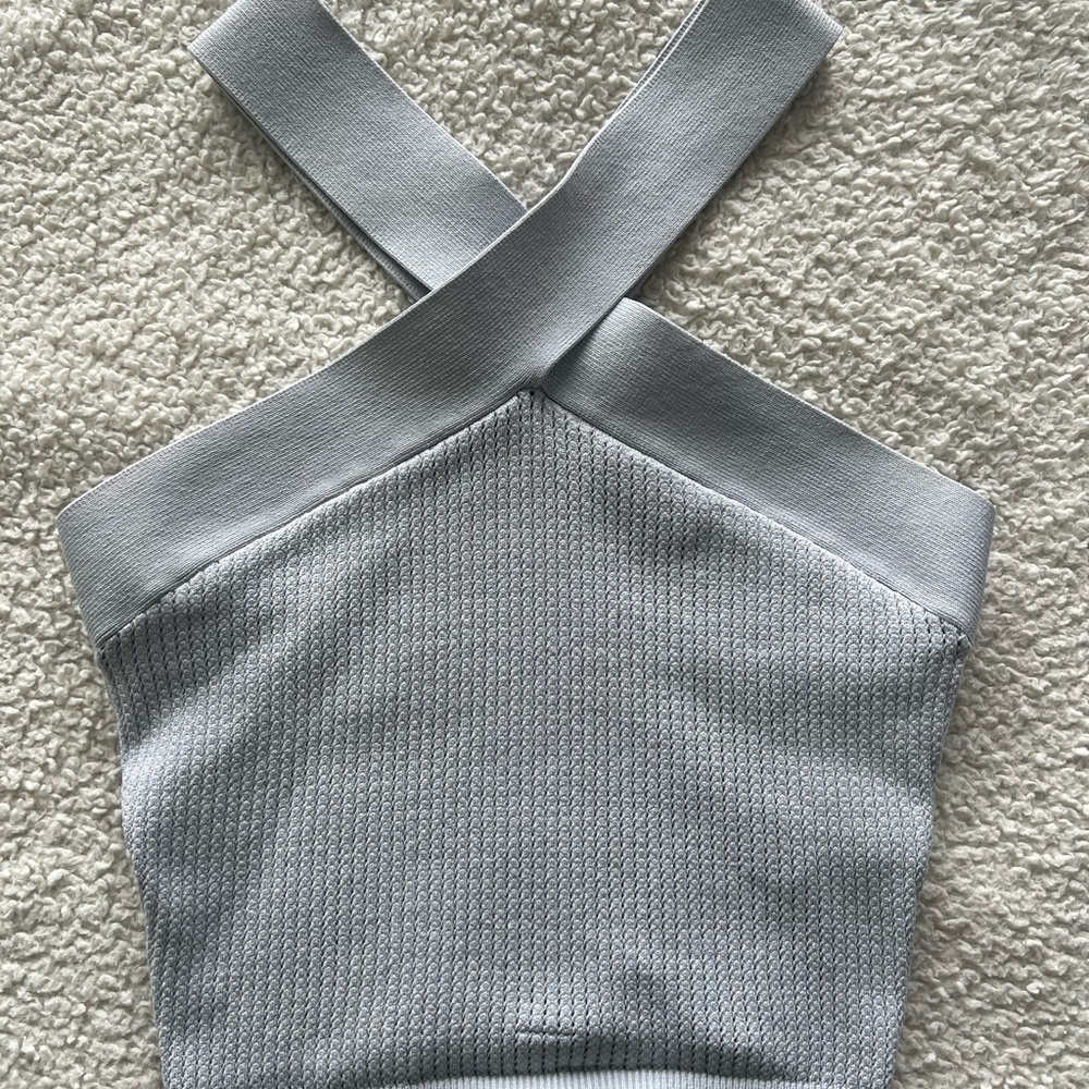 Babaton Light Gray Cross-Strap Tank Top